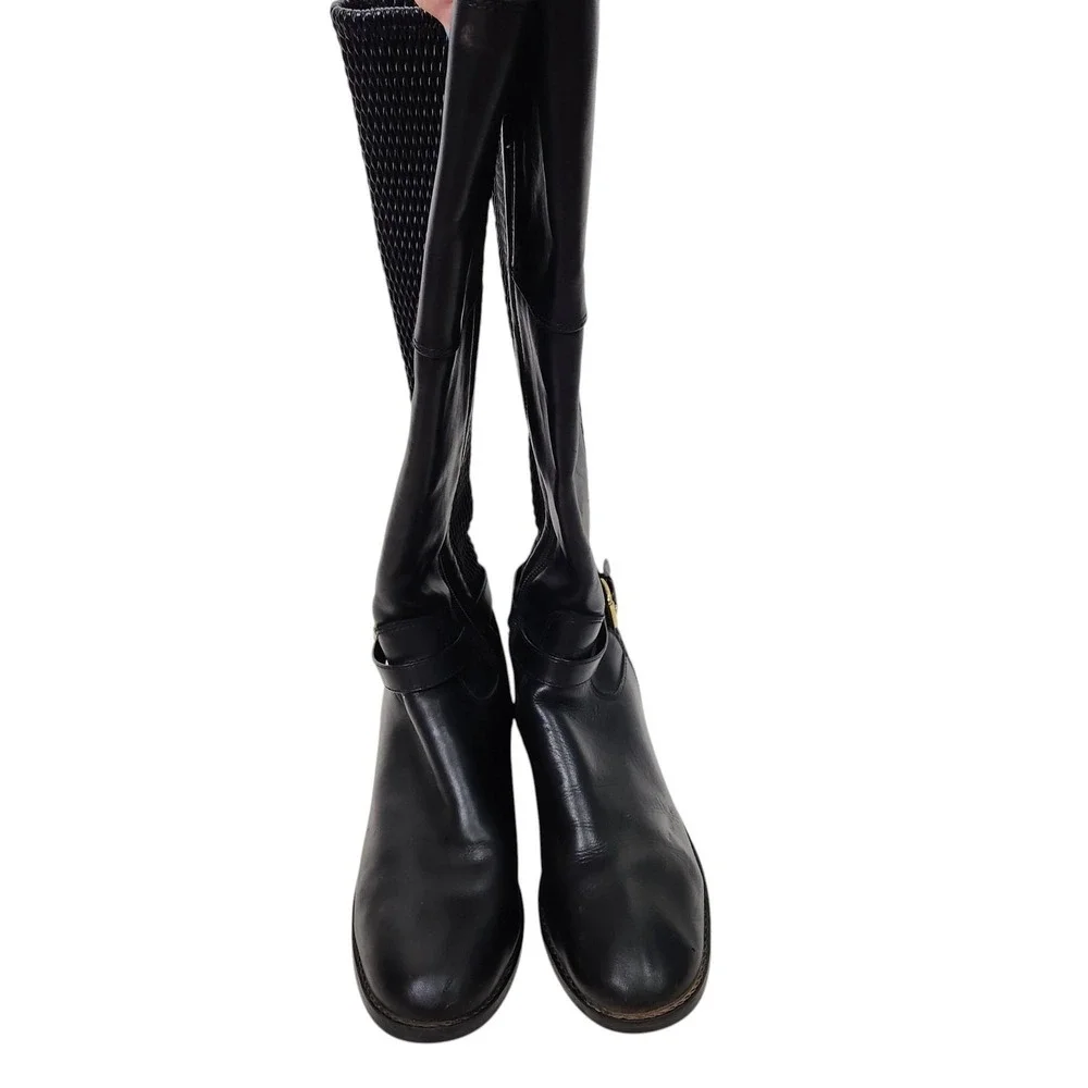 COLE‎ HAAN Boots Womens 8B Clove Riding Knee High Leather Gold Buckle Classic
